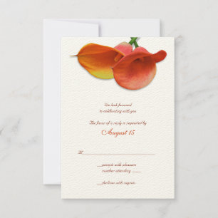 Carte de réponse du Mariage Orange Calla Lily