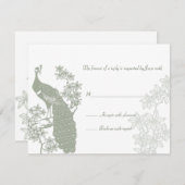 Carte de réponse du Mariage Peacock (Devant / Derrière)