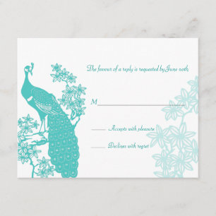 Carte de réponse du Mariage Peacock