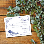 Carte de réponse du Mariage Peacock<br><div class="desc">C'est une belle carte RSVP de mariage Peacock de 5, 5 po x 4, 25 po.</div>