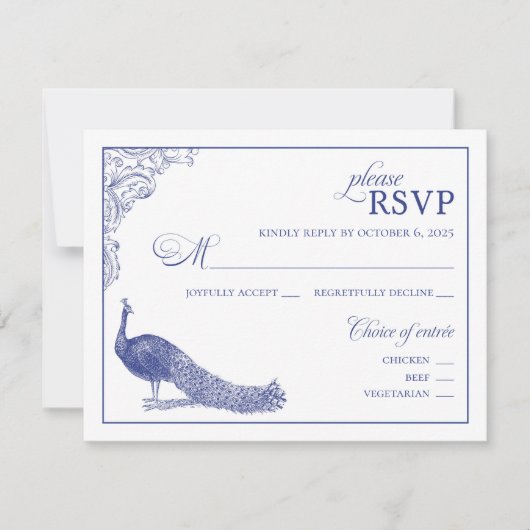 Carte de réponse du Mariage Peacock (Devant)