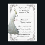 Carte de réponse du Mariage Peacock blanc personna<br><div class="desc">Cette belle carte de mariage RSVP/réponse est prête à être personnalisée pour votre journée de mariage spéciale. Personnalisez la carte en changeant le texte dans les champs fournis. Vous pouvez modifier le style de police, la taille et la couleur ainsi que le type de papier. Modifiez la couleur de l'arrière...</div>