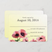 Carte de réponse du Mariage Pink Poppies (Devant / Derrière)
