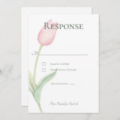 Carte de réponse du Mariage Pink Tulip (Devant / Derrière)