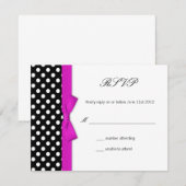 Carte de réponse du Mariage Poka Dot Hot Pink Bow (Devant / Derrière)