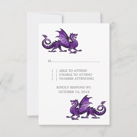Carte de réponse du Mariage Purple Dragon (Devant)
