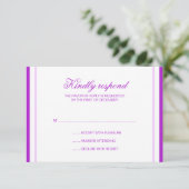 Carte de réponse du Mariage Purple Stripes (Debout devant)