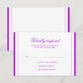 Carte de réponse du Mariage Purple Stripes (Devant / Derrière)
