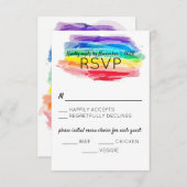 Carte de réponse du Mariage Rainbow Watercolor (Devant / Derrière)