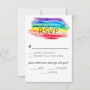Carte de réponse du Mariage Rainbow Watercolor