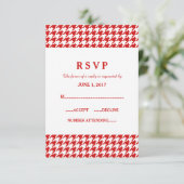 Carte de réponse du Mariage Red Houndstooth (Debout devant)