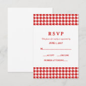 Carte de réponse du Mariage Red Houndstooth (Devant / Derrière)