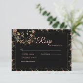 Carte de réponse du Mariage romantique noir et ros (Debout devant)