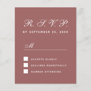 Carte de réponse du Mariage Rose du budget RSVP Ci