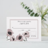 Carte de réponse du Mariage rose pavot (Debout devant)