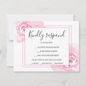 Carte de réponse du Mariage Roses Roses Roses Rose (Devant)