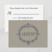 Carte de réponse du Mariage RSVP à la structure en (Devant / Derrière)