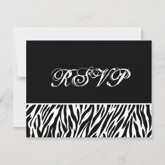 Carte de réponse du Mariage RSVP en noir blanc Zeb (Devant)