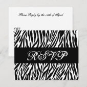 Carte de réponse du Mariage RSVP en noir blanc Zeb (Devant / Derrière)