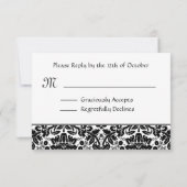 Carte de réponse du Mariage RSVP en noir et blanc (Dos)