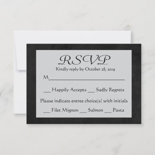 Carte de réponse du Mariage RSVP Grey & Black Chal (Devant)