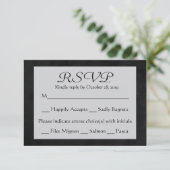 Carte de réponse du Mariage RSVP Grey & Black Chal (Debout devant)