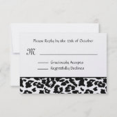 Carte de réponse du Mariage RSVP Léopard noir et b (Dos)