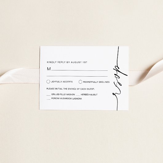 Carte de réponse du Mariage RSVP minimaliste EVERL