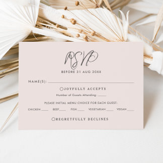 Carte de réponse du Mariage RSVP pour calligraphie