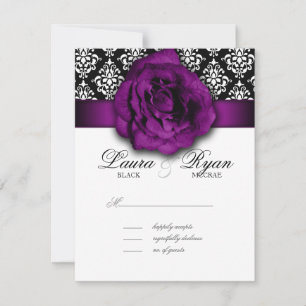 Carte de réponse du Mariage RSVP Rose pourpre Dama