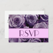 Carte de réponse du Mariage RSVP Rose violet (Devant / Derrière)