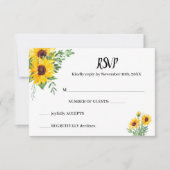 Carte de réponse du Mariage RSVP Sunflowers Greene (Devant)