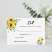 Carte de réponse du Mariage RSVP Sunflowers Greene (Debout devant)