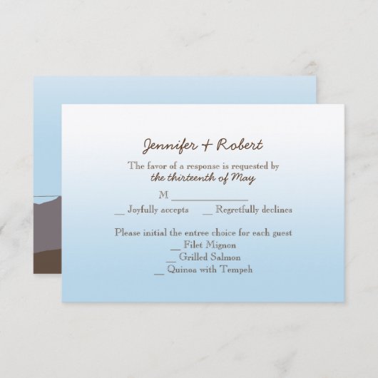 Carte de réponse du Mariage Rustic Mountain Ziplin (Devant / Derrière)