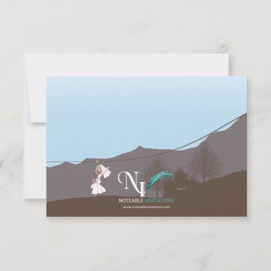 Carte de réponse du Mariage Rustic Mountain Ziplin (Dos)