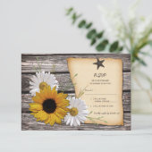 Carte de réponse du Mariage Rustic Sunflower - Rev (Debout devant)