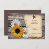 Carte de réponse du Mariage Rustic Sunflower - Rev (Devant / Derrière)