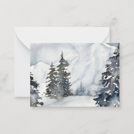 Carte de réponse du Mariage Rustic Winter Mountain (Dos)