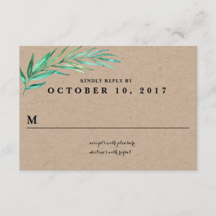 Carte de réponse du Mariage Rustic Wreath Greenery