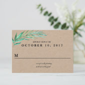 Carte de réponse du Mariage Rustic Wreath Greenery (Debout devant)