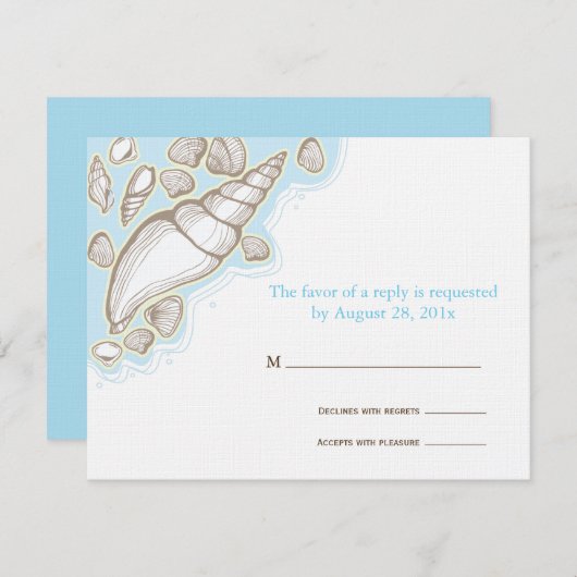 Carte de réponse du Mariage Seashell (Devant / Derrière)
