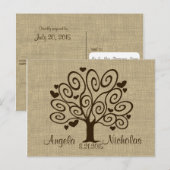 Carte de réponse du Mariage Tree Hearts (Devant / Derrière)