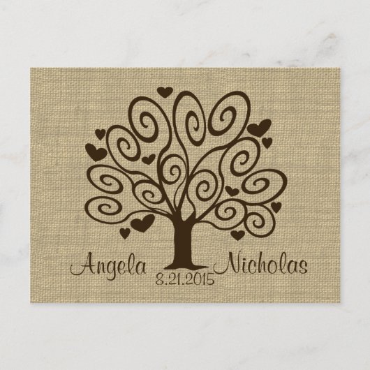 Carte de réponse du Mariage Tree Hearts (Devant)