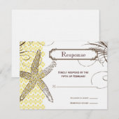 Carte de réponse du Mariage Tropical Damask Jaune (Devant / Derrière)