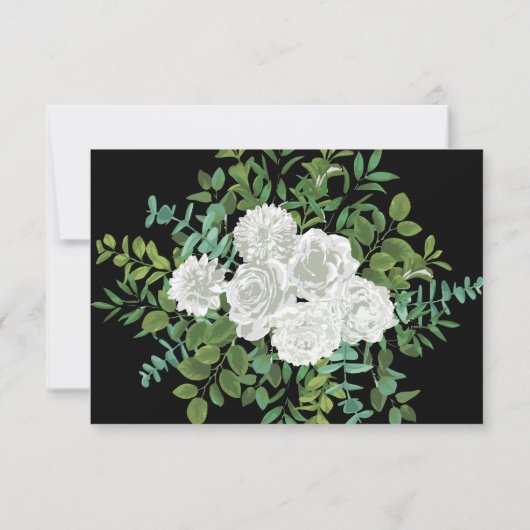 Carte de réponse du Rose Peony noir et blanc (Dos)