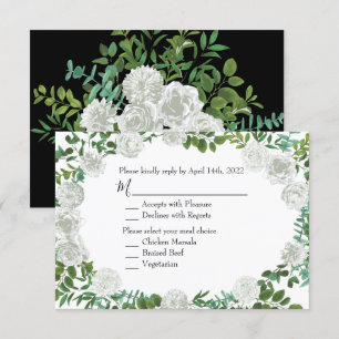 Carte de réponse du Rose Peony noir et blanc