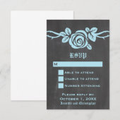 Carte de réponse du tableau de bord bleu Rose (Devant / Derrière)