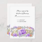 Carte de réponse Dusty Plum and Apricot Peonies (Devant / Derrière)