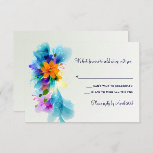 Carte de réponse Éclaboussure de couleur (Devant / Derrière)