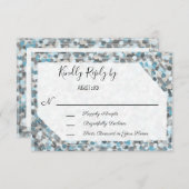 Carte de réponse Elegant Blue and Grey Abstrait St (Devant / Derrière)